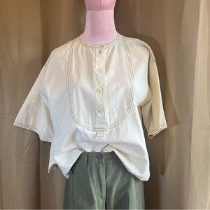 Derek Lam 
10 Crosby
Denim
Bleached Ivory 
100% cotton
Box Crop
Top
Size S